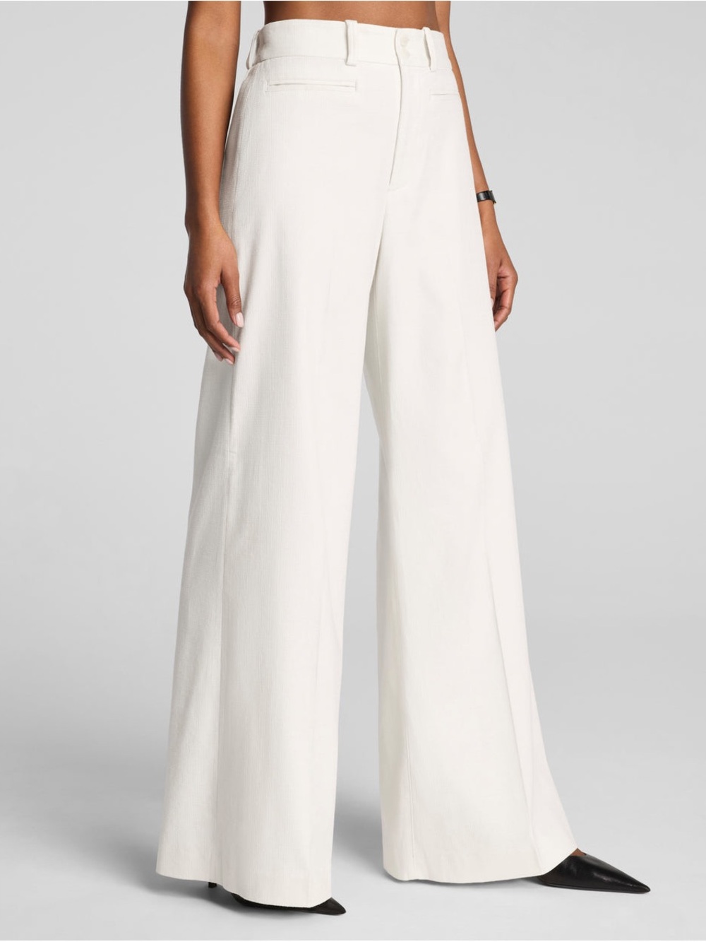 SPANX Wide-Leg High-Waist Cream Trousers